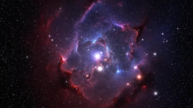 Cosmic Nebula in Deep Space with Glowing Stars and Celestial Clouds