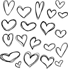 Hand drawn heart icon. Scribble doodle sketch love symbol. Isolated design element for valentine's day, wedding invitation, greeting card, mother's day, or birthday.