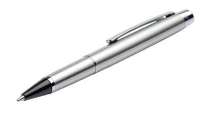 Silver pen isolated on white background writing instrument.