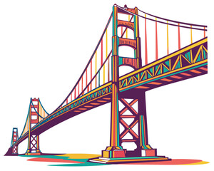 Bridge architecture silhouette vector isolated on white background