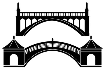 Bridge architecture silhouette vector