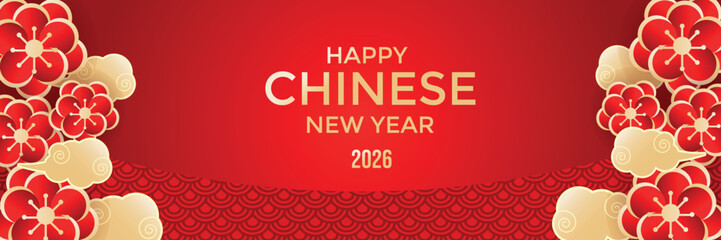 Chinese new year greeting banner. Vector illustration