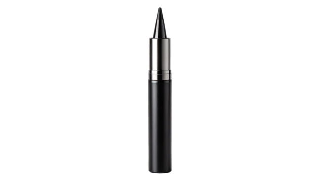 Sleek black liquid eyeliner pen isolated on a white background.