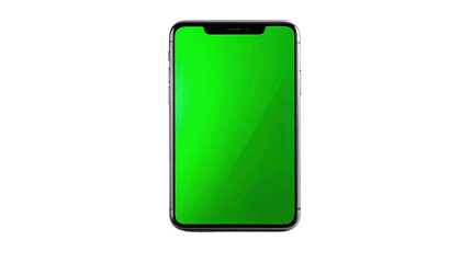 Smartphone with green screen isolated on white background 1.