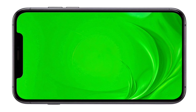 Smartphone with Green Screen Display for Chroma Keying.