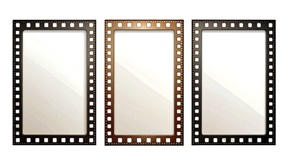 Three film frames isolated on white background perfect for design.