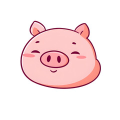 A cartoon illustration of a light pink pig