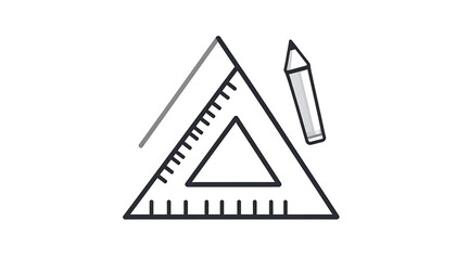 Triangle Ruler and Pencil A Simple Design Tool Illustration.