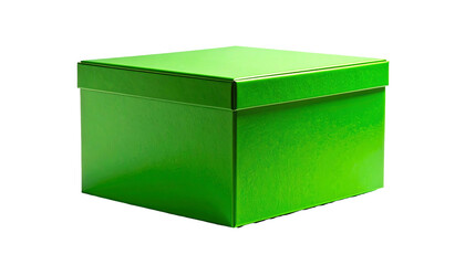 Vibrant Green Box Isolated on White Background.