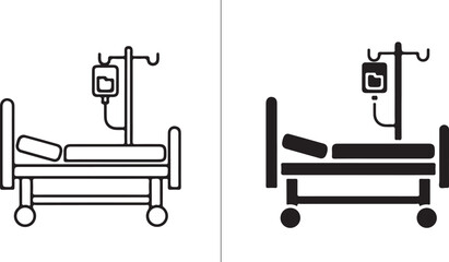 Vector art of hospital bed with iv drip, symbolizing patient care, medical treatment, and recovery represents healthcare, illness, and the importance of medical assistance on