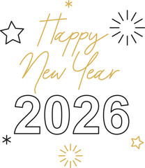 Happy New Year 2026 Typography Set – Festive Lettering and Celebration Elements
