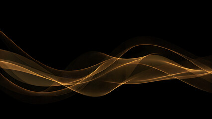 Naklejka premium Golden Luminous Waves Abstract Background: Elegant Flowing Light Lines for Modern Digital Design, Technology, Luxury, and Celebration Concepts on a Dark Backdrop