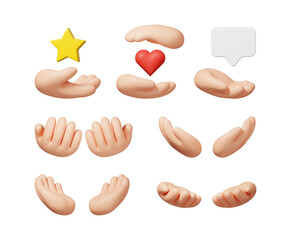 Fototapeta premium 3D Clay Hands Holding and Supporting Objects Set, Cute Cartoon Style for Social Media and Marketing