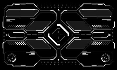 HUD sci-fi interface screen view white circular geometric design virtual futuristic technology creative display on black vector