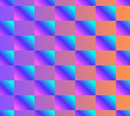 Abstract rainbow gradient checkered pattern with colorful luminous style. Perfect for futuristic digital art and decoration.