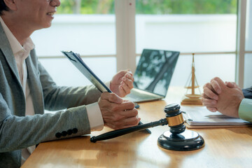 Legal advice concept: A lawyer or legal advisor is someone who listens and gives advice to business...
