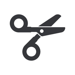 Isolated pictogram of scissors, simple glyph cutting tool symbol used for craft, office, salon, and educational purposes design element.