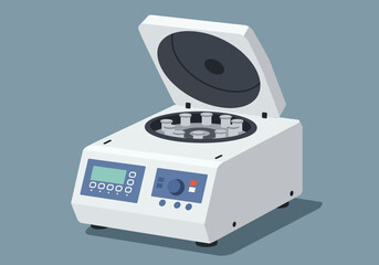 Obraz premium Laboratory Centrifuge with Open Lid and Control Panel.