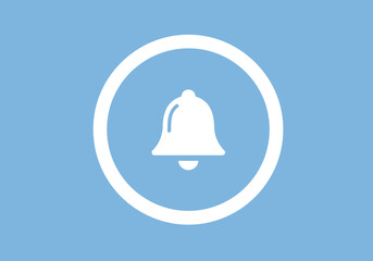 White bell icon inside a circle on a light blue background.