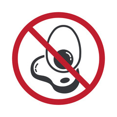 Isolated prohibition pictogram showing no meat and egg, symbol of vegan food, plant-based diet, and healthy eating.