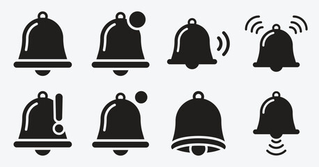 Minimal Bell Notification Icon Set Vector