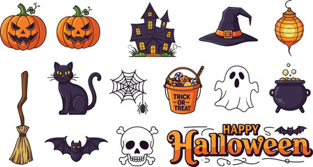 Spooky Halloween elements collection for your creative seasonal project