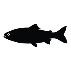 Silhouette of a salmon fish facing left side ideal for seafood menus and wildlife graphics silhouette