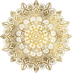 Elegant gold mandala with intricate details on a dark background