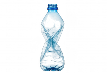 Blue Plastic Bottle Twisted isolated on a transparent background