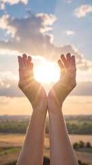 Hands holding the sun