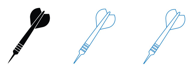 Illustration of three darts, representing precision, accuracy, and target achievement in sports, games, and strategic planning in a simple design