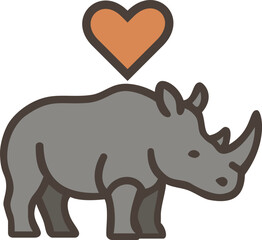 World Rhino Day vector flat design illustration. Illustration of Rhinoceros with Heart Shape