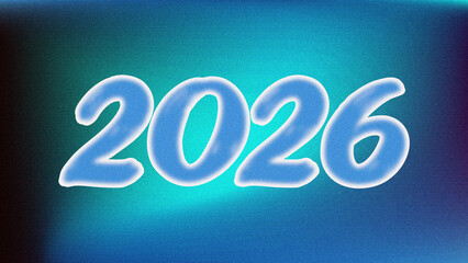 2026 year background image design Blue 2026 numbers with glowing white outline on gradient background