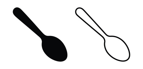 Illustration of two spoons, one filled in black and the other in outline form, representing cutlery and dining utensils