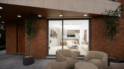 modern living room in the single house