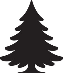 Fototapeta premium Christmas Tree Black Silhouette Vector, Holiday Decoration Art & Festive Design