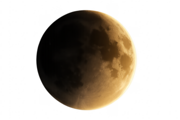 Moon in partial eclipse with transparent background