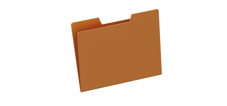 Brown file folder icon representing data storage and organization for business and personal use in a digital format
