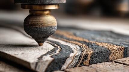 Close up of 3D printing nozzle creating a marble design