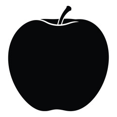 Simple black silhouette of a ripe apple with stem for design and branding silhouette