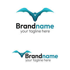 Modern Flying Bat Logo Vector: Abstract Dynamic Wings Symbol for Gaming, Security, Technology, and Powerful Mysterious Brand Identity