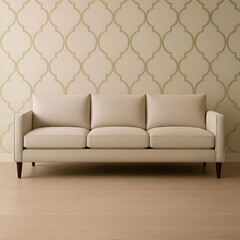 Modern Beige Sofa in Stylish Living Room Interior