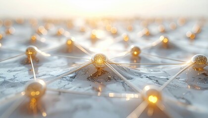 A close-up image showing interconnected nodes with a glowing, abstract background, illustrating a network or a digital landscape.