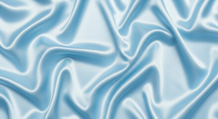 Fototapeta premium The Gentle Flow of Light Blue Satin Fabric Gracefully Draped and Pleated Creating Luxurious Soft Waves