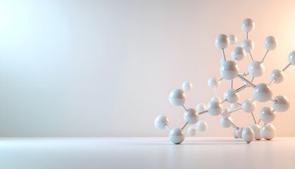 Abstract molecular structure with spheres and connecting lines, representing scientific concepts.