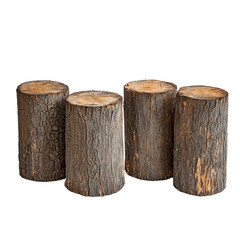 Naklejka premium Four Textured Wooden Logs Isolated on a White Background for Decoration