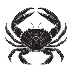 Black Crab Silhouette Vector Illustration on White Background
