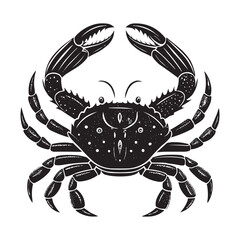 Black Crab Silhouette Vector Illustration on White Background