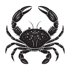 Black Crab Silhouette Vector Illustration on White Background