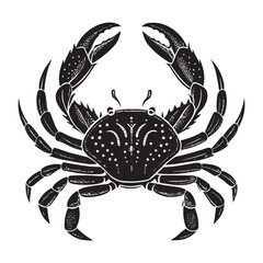 Black Crab Silhouette Vector Illustration on White Background